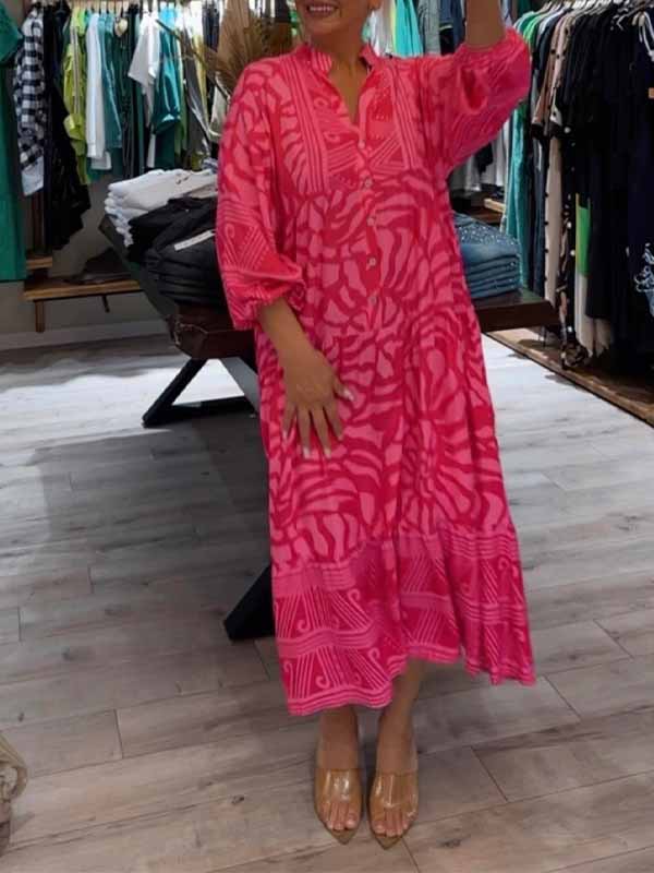 Mira | Zomers Gedrukte Jurk met V-Hals