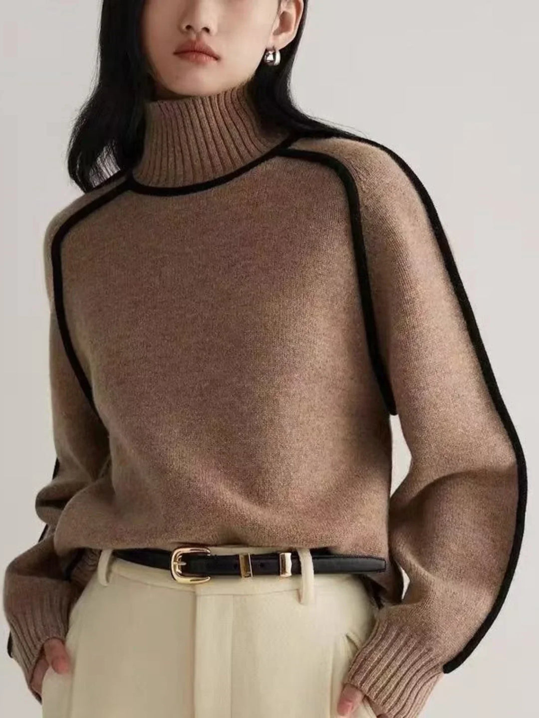 Évy | Luxe Contrast Turtleneck Trui