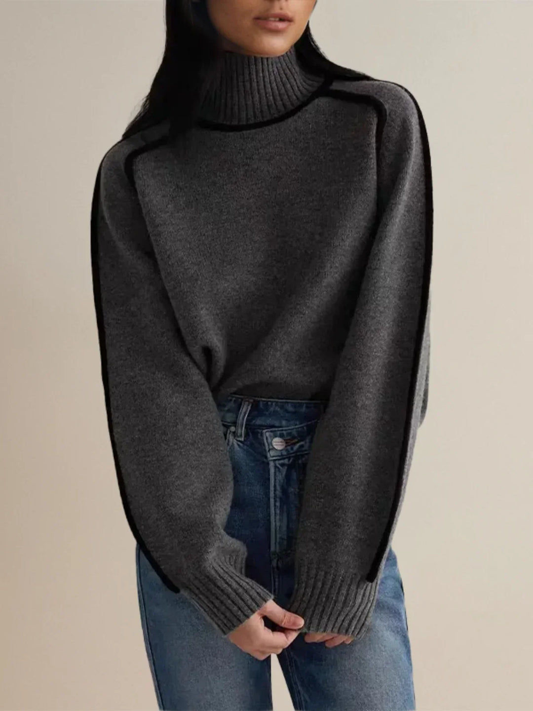 Évy | Luxe Contrast Turtleneck Trui
