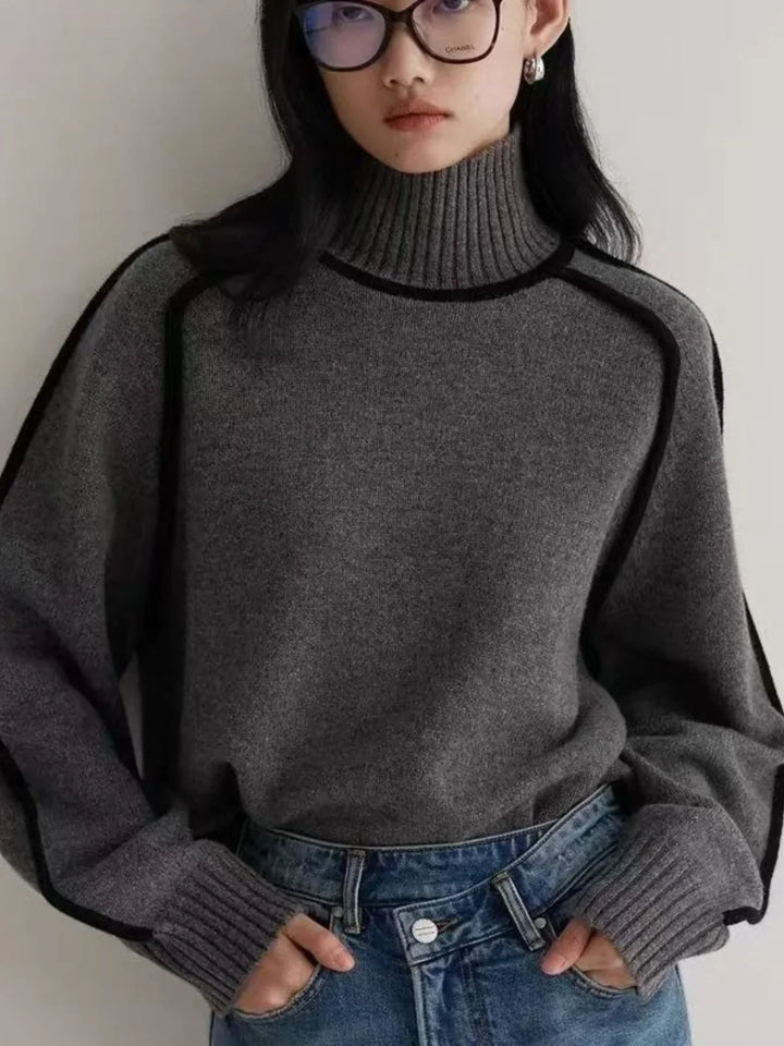 Évy | Luxe Contrast Turtleneck Trui