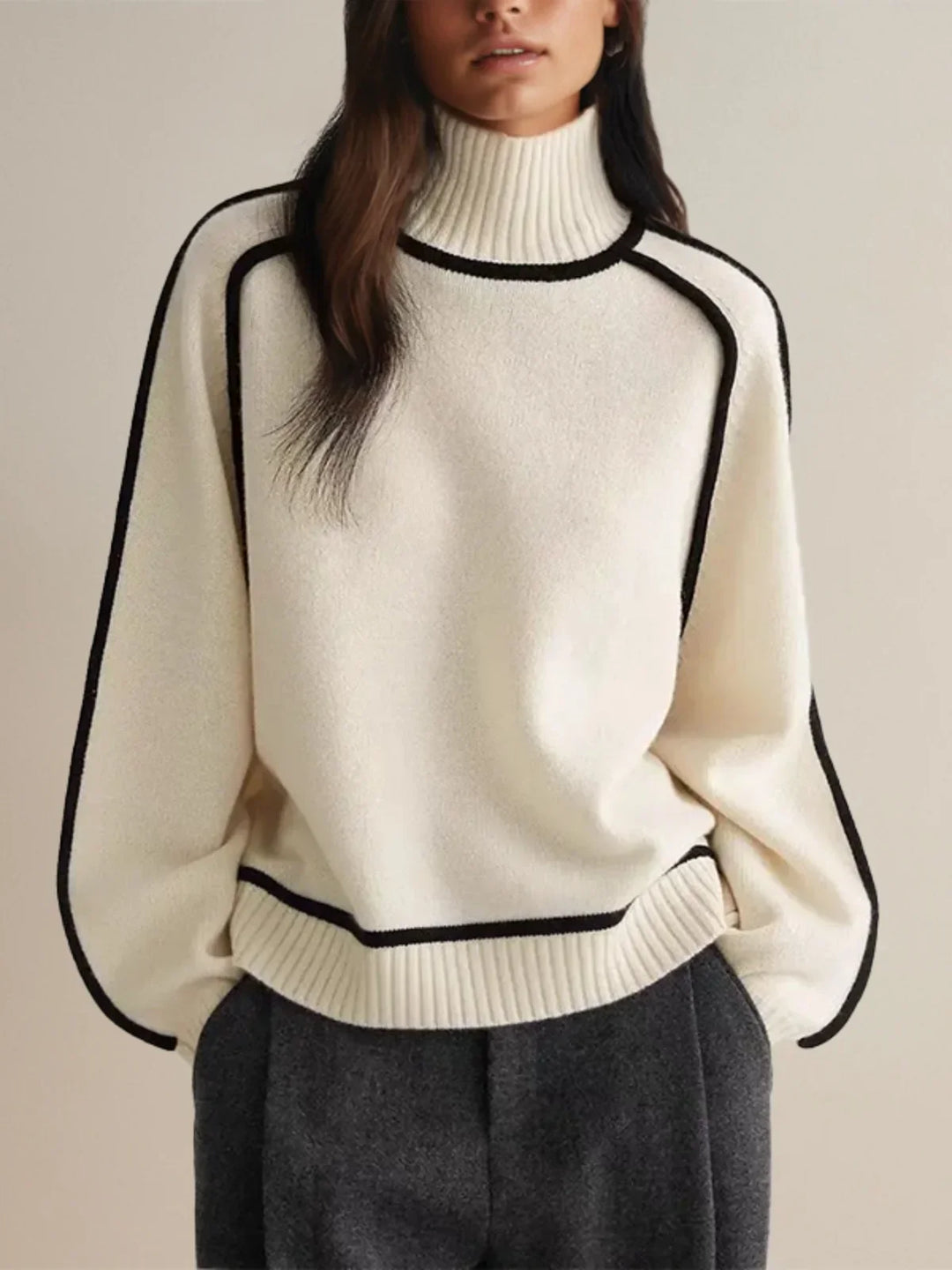 Évy | Luxe Contrast Turtleneck Trui