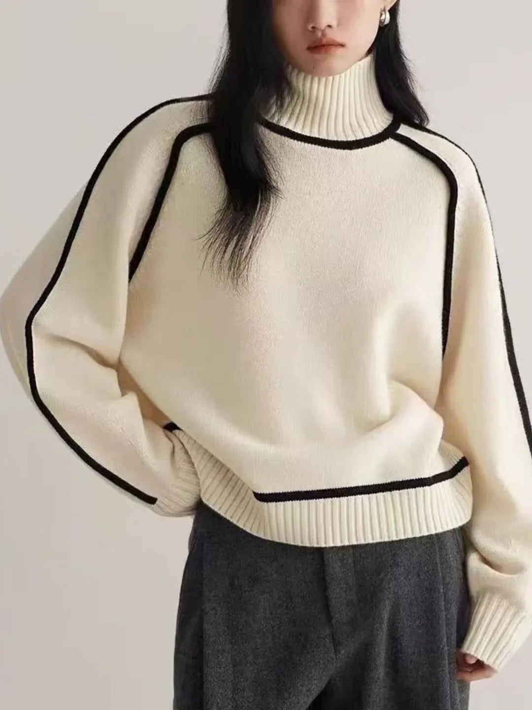 Évy | Luxe Contrast Turtleneck Trui