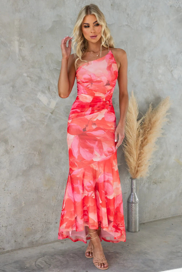 Célina | Flowy Zomerjurk met Oceaanbloemen