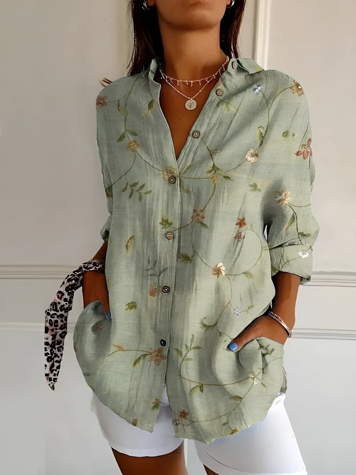 Éloane™ | Botanische Blouse met Vogelprint 🌿🕊️